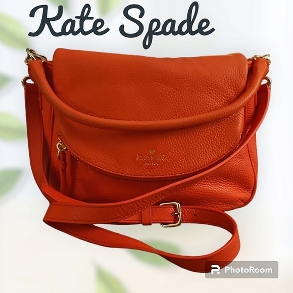 KATE SPADE Jackson Coral Pebble Leather Flap Shoulder Bag